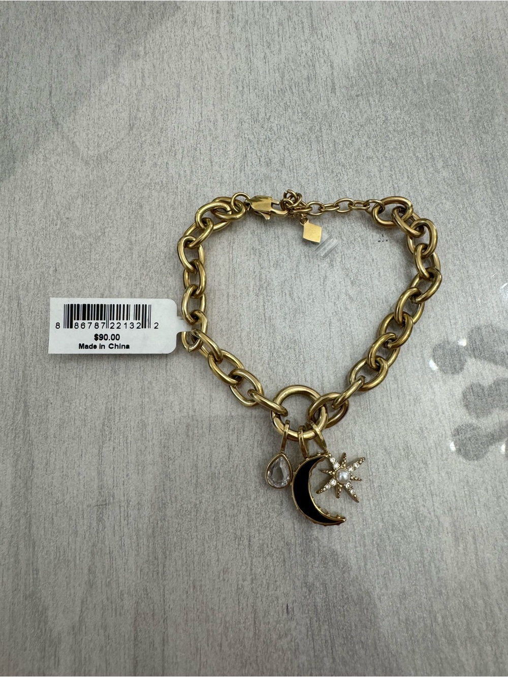 NWT Alex and Ani Celestial Witchy Moon and Star Chain Link Charm Bracelet